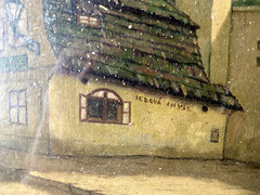 ::ÖLGEMÄLDE HAUS BAROCK GASTWIRTSCHAFT TSCHECHIEN TSCHECHEI UM 1900 ALTSTADT