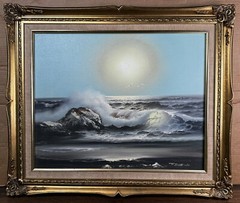 Framed Signed Original Art Senic Beach Scene 25 X 21 Inches