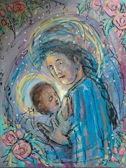 Virgin Mary And Child Original Acrylic 8×10 Colorful
