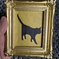 Black Cat,funny,cute,original,miniature Painting,small,mini,framed