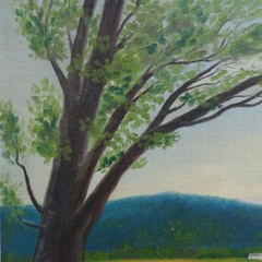 Rural Summer Landscape Oil Painting Impressionism Tree Mountains Farmhouse 9×12