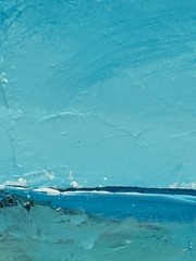 Blue Abstract Seascape Original Painting Signed 9×12 on Cotton Paper