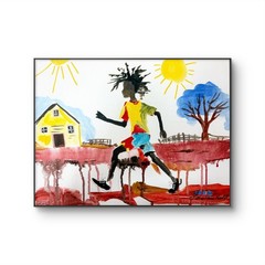 Free to Run 11″x14″ Original Abstract Figurative Boy Acrylic Painting Canvas