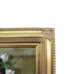 Vintage Oil On Canvas Floral Still Life Painting Of Garden Roses C1960