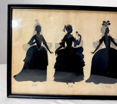 Large antique 1800’s Victorian fashion lady original silhouette art ink drawing