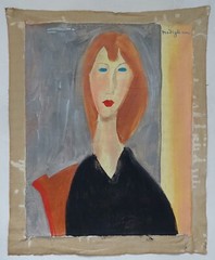 Amedeo Modigliani Signed Italian Modernist Oil Painting on Canvas-Figurative Art