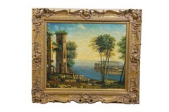 Rome Italy Capriccio Landscape Oil Painting After Francesco Lazaro Guardi 32″