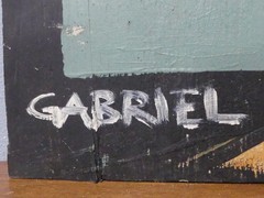Original Gabriel Signed Oil On Board Contemporary Street Grafitti Painting