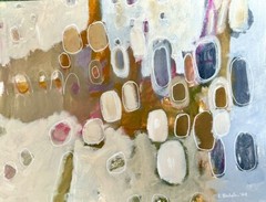 Emilia Bachelier Neutral Abstract Painting 9×12” Original on Paper