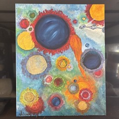 Original Art “Comet” 24×30 Canvas Oil Painting Signed J. Brown Modern Abstract