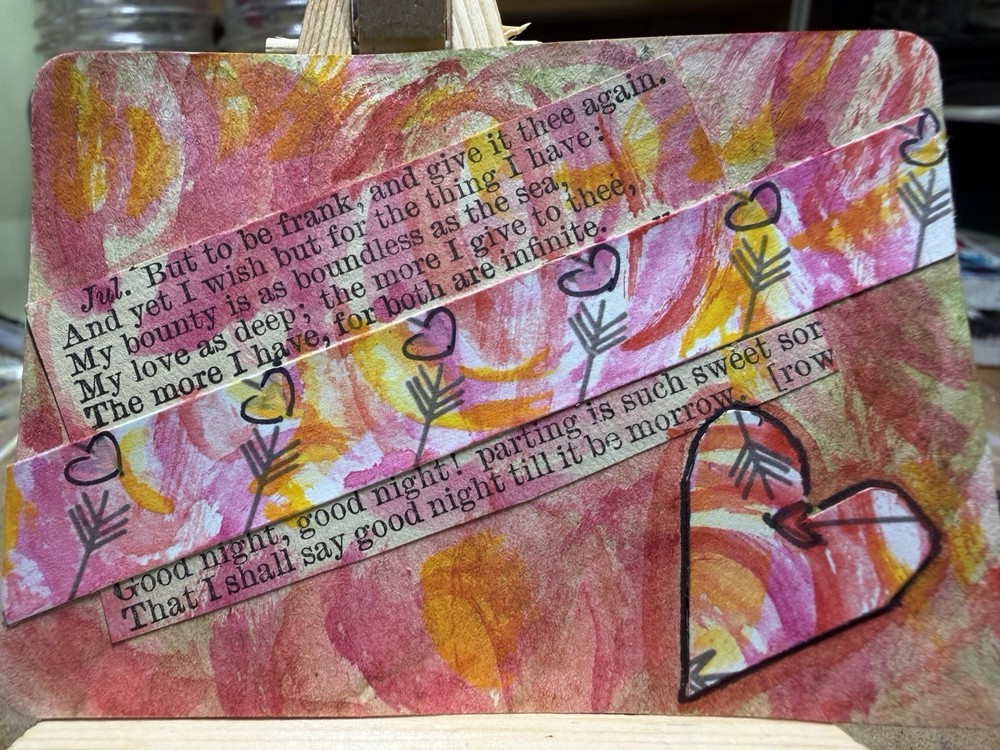 ACEO, Signed, Romeo And Juliet Collage Watercolor Artist; one anxious Lady