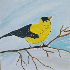 GAT ORIGINAL IMPRESSIONISM Painting COLLECTIBLE PORTRAIT Goldfinch Bird 6×6