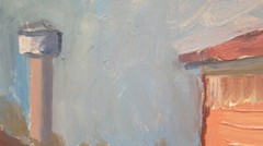 18 1/2×20 1/8in painting Vintage oil landscape View by Country Emilia P32