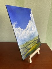 5×7 original acrylic painting on canvas panel, Trees, Fields, Nature, Landscape