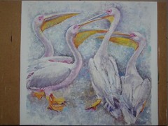 PELICANS BIRDS Original Acrylic Oil Painting Art By Artist