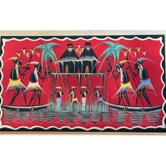 Vtg MCM African Tanzanian TingaTinga Board Painting Signed Orig Frame 30.5 x18.5
