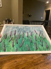 11/14 Watercolor Painting On Paper,framed,landscape,lavender,field