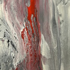 Canvas Painting 16 X 20 Black Red Gothic Acrylic Signed Titled Haunted Attic
