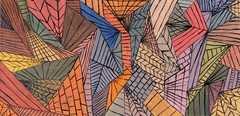 Contemporary Geometric Shapes Linear Acrylic Painting Modern Art Wall Hanging