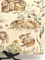 Rabbit Bunny Woodland Painting Canvas Board 14×11 Original Art