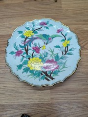 2 Decorative Chinese plates wall hanging Bird With Colorful Flowers 8″