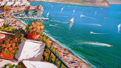 AMALFI PAINTING ITALY SEA PANORAMA by PAINTER SANNINO ITALIAN Italien malerei