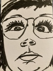1Original Person art card, ACEO, dorisann1022 marker Portrait Face Outsider Sale