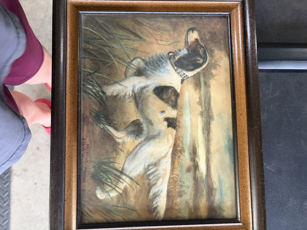 Raymond Walton 1930 Signed Realism Dog & Puppy Paintings Lot, Small Framed.