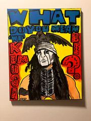 Original Movie Pop Art Painting THE LONE RANGER, TONTO Depp 16×20 Canvas