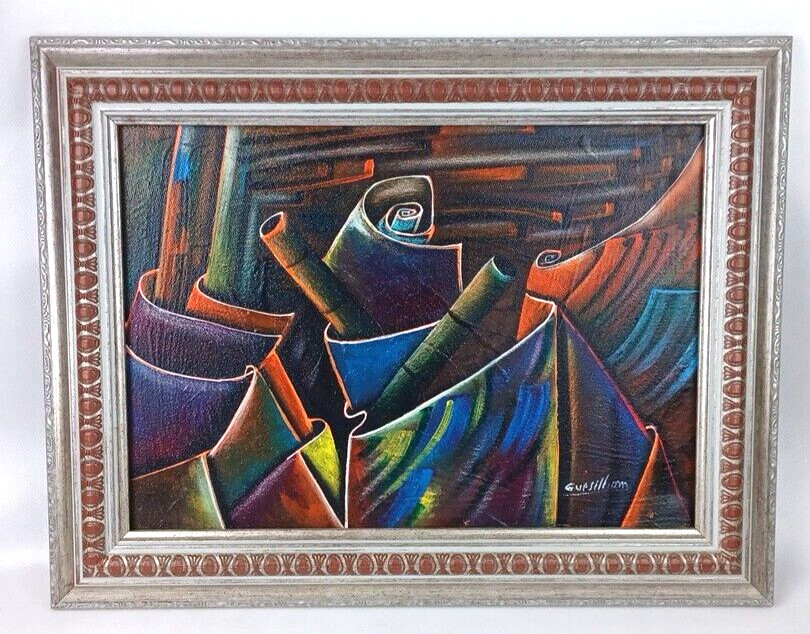 HAITIAN Art 14×10 Abstract Canvas PAINTING by Guesilhom Jean Baptiste