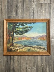 VTG Original Oil Painting 3D Palette Knife Forest Landscape Wood Frame 12×16 MCM