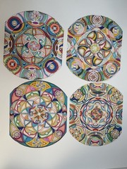 4 Abstract Geometric Painting Art Mixed Media Mandala Kaleidoscope By Schachter