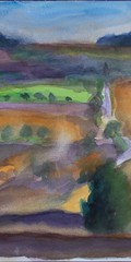 Karlheinz Schäfer Landscape Street Contemporary Art Signed Watercolor 2005