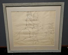 Vintage Nostalgic Americana Art Set Oil Painting & Preliminary Pencil Sketch