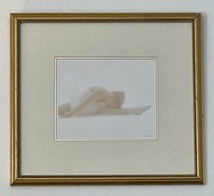 Signed Lithograph Andree Framed 19.5″ x 17.5″ Girl Ballerina COA Pink Wht Beige