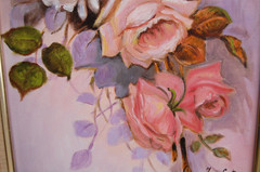 VTG 1980’S SMALL FRAMED ORIGINAL OIL ROSE FLOWERS BOUQUET CUBAN ARTIST ZOE CUTIE
