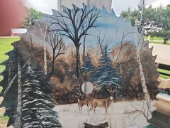 Large 19.5″ Round Hand Painted Artist Signed Metal Saw Blade;NATURE SCENE!!!!