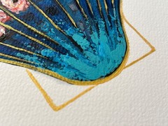 Original Seashell Painting 11×14 Beach Ocean Wall Art Home Decor Handmade WP 55
