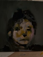 PARSONS PEOPLE Abstract Portrait Painting. 12×12. Canvas. Acrylic. Signed.