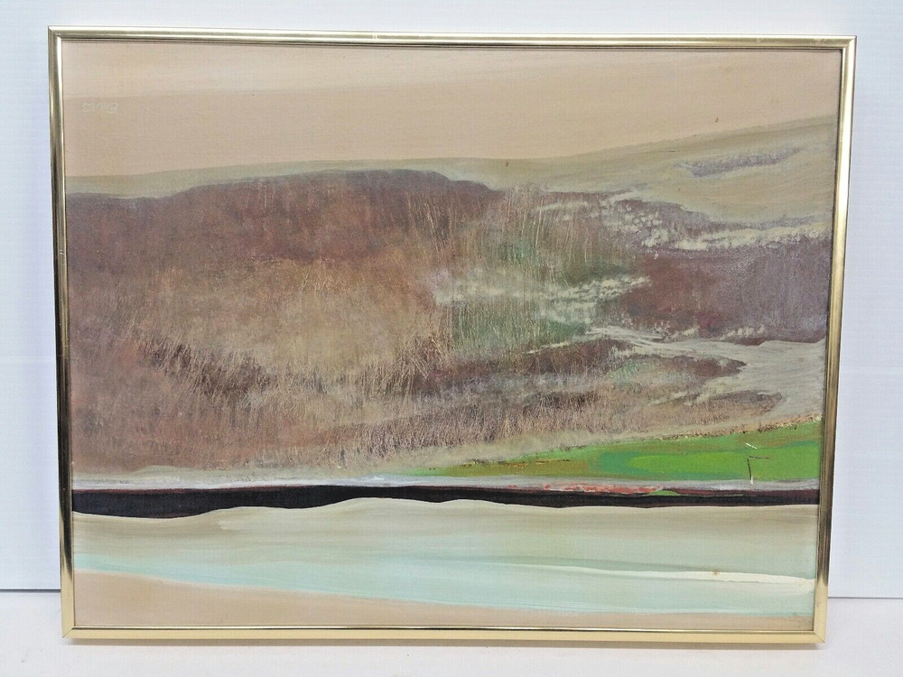 Marjorie Erbes Abstract Landscape Acrylic Painting on Canvas 18 1/4“ x 14 1/4“