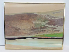 Marjorie Erbes Abstract Landscape Acrylic Painting on Canvas 18 1/4“ x 14 1/4“