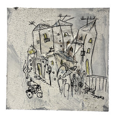 People white silver 40×40 acrylic picture texture monochrome abstract winter orig sign ZM