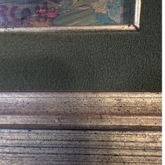 Large Vintage Oil Painting Gold Wood Frame Green Velvet Mat Still Life 42×24 Art
