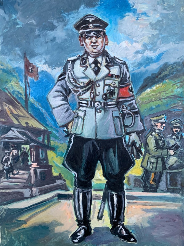 Oil Painting Commander Litvinov A Original Unframed Wall Hanging Decor n1468AAA