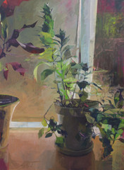 Original Oil Painting „Flaming Katy In the Window“ by Hannah Steele, 60″x44″