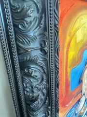 vintage abstract painting original man and woman at sunset