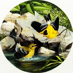 Anthony J Rudisill (US,1934-?) gouache painting 152818