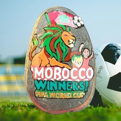 Morocco 2026 World Cup Champions Painted Rock Atlas Lion Soccer Fan Memorabilia