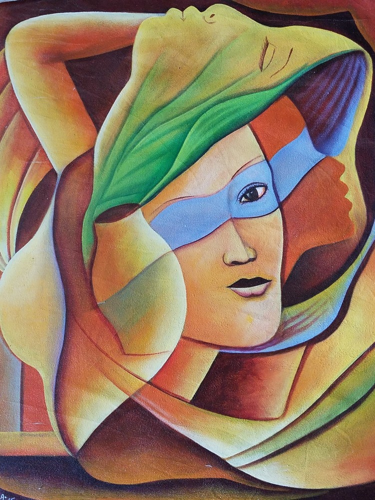 Signed A. SANON Haitian Art, Taino Woman, 25×22