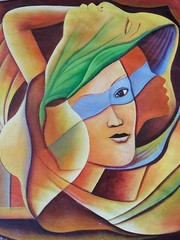 Signed A. SANON Haitian Art, Taino Woman, 25×22